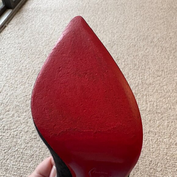 Christian Louboutin Pigalle Follies Black Suede Stiletto Pointed Toe Heels 39.5 - Picture 12 of 16